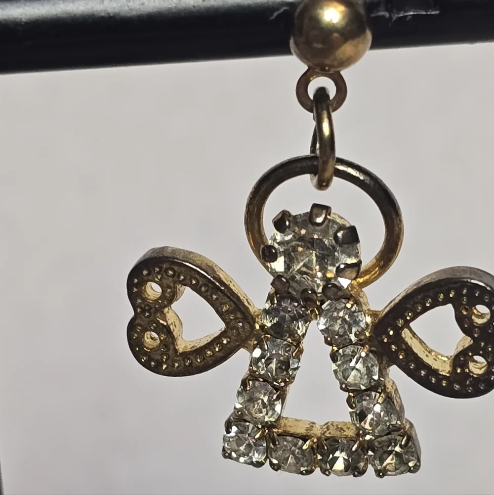 Charming Gold Angel Earrings with Crystal Details